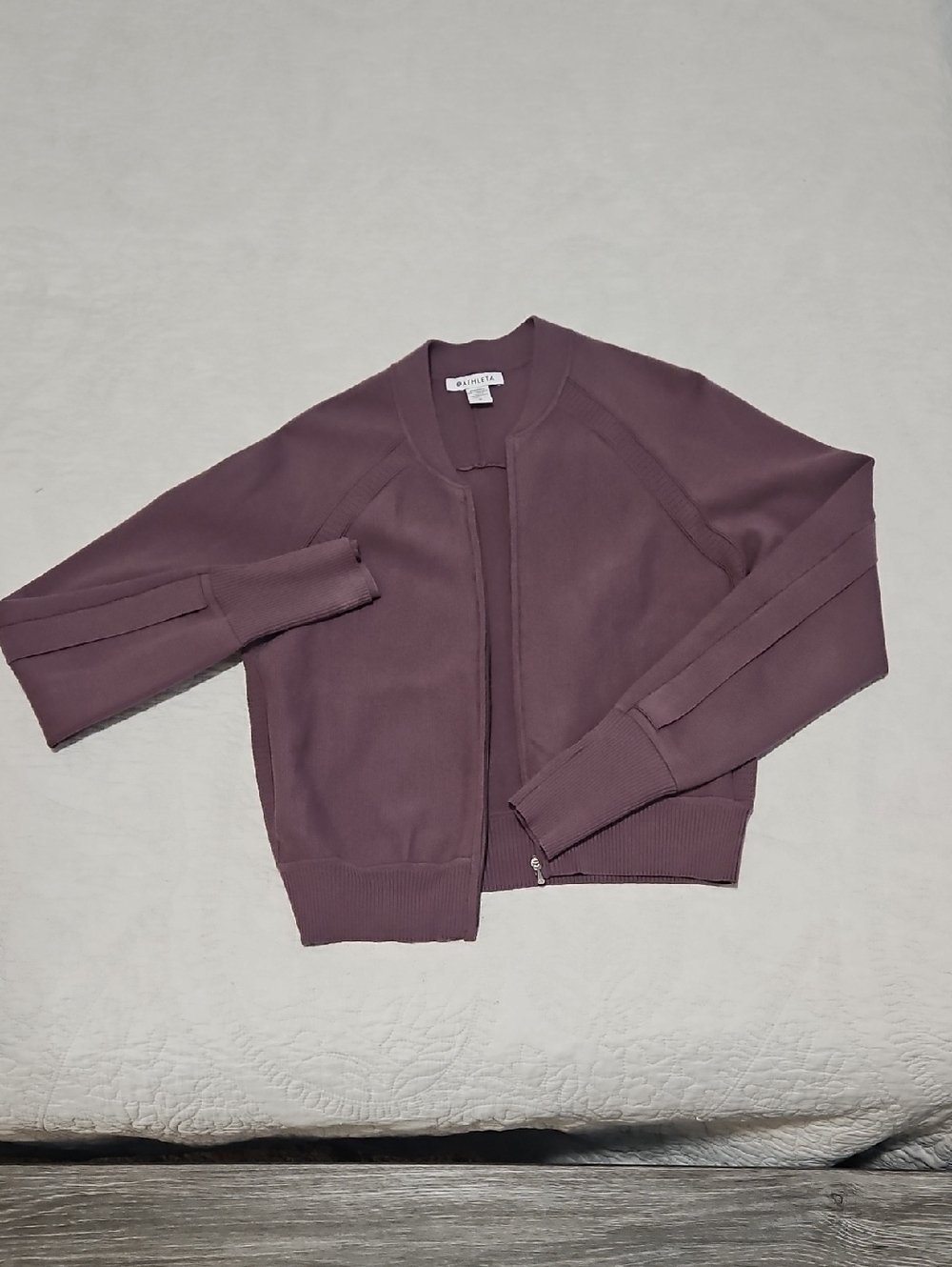 Purple-ish Athleta Knit Zip Bomber Sweater